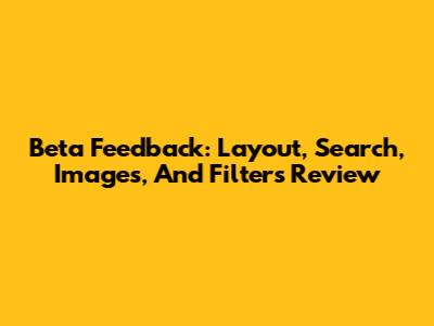 Beta Feedback: Layout, Search, Images, And Filters Review