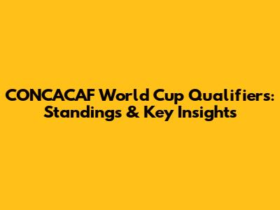 CONCACAF World Cup Qualifiers: Standings & Key Insights