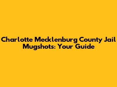 Charlotte Mecklenburg County Jail Mugshots: Your Guide