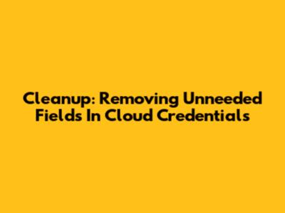 Cleanup: Removing Unneeded Fields In Cloud Credentials