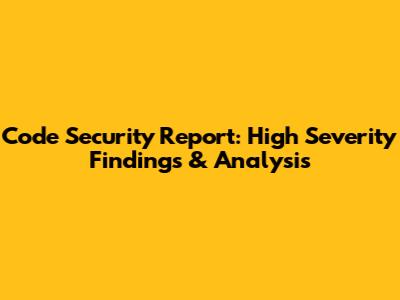 Code Security Report: High Severity Findings & Analysis