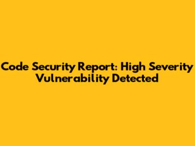 Code Security Report: High Severity Vulnerability Detected