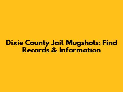 Dixie County Jail Mugshots: Find Records & Information