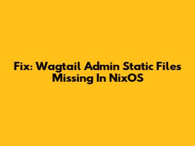 Fix: Wagtail Admin Static Files Missing In NixOS