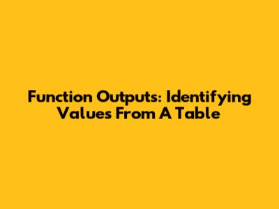 Function Outputs: Identifying Values From A Table
