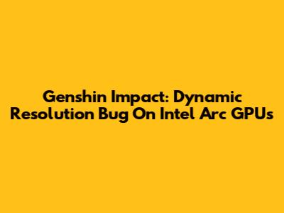 Genshin Impact: Dynamic Resolution Bug On Intel Arc GPUs