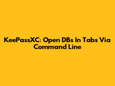 KeePassXC: Open DBs In Tabs Via Command Line