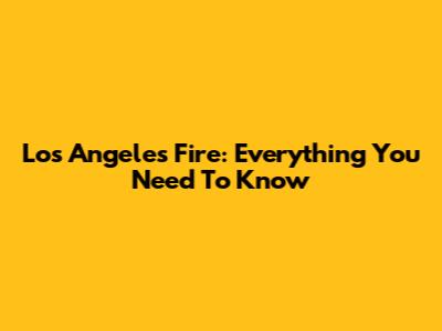 Los Angeles Fire: Everything You Need To Know