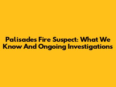Palisades Fire Suspect: What We Know And Ongoing Investigations