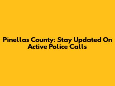 Pinellas County: Stay Updated On Active Police Calls