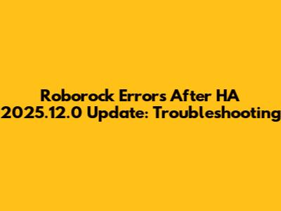 Roborock Errors After HA 2025.12.0 Update: Troubleshooting