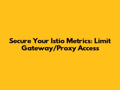Secure Your Istio Metrics: Limit Gateway/Proxy Access