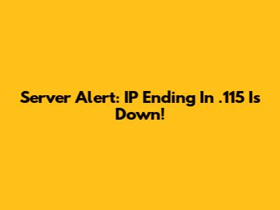 Server Alert: IP Ending In .115 Is Down!