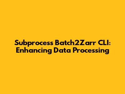 Subprocess Batch2Zarr CLI: Enhancing Data Processing
