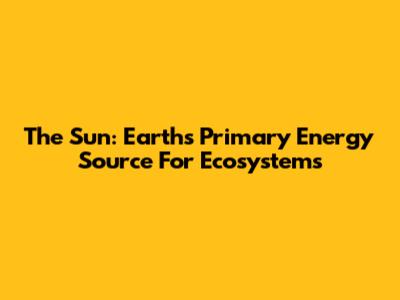 The Sun: Earth's Primary Energy Source For Ecosystems