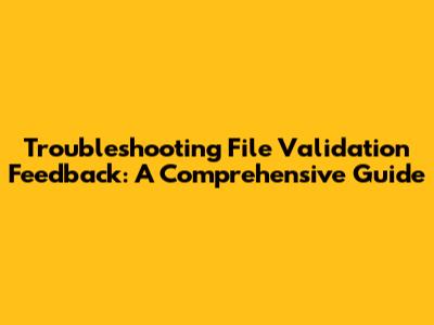 Troubleshooting File Validation Feedback: A Comprehensive Guide