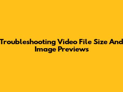 Troubleshooting Video File Size And Image Previews