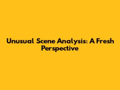 Unusual Scene Analysis: A Fresh Perspective