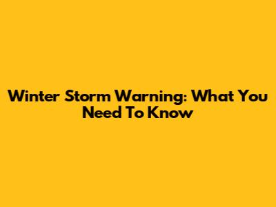 Winter Storm Warning: What You Need To Know